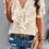 Thumbnail: Floral Printed Ruffle Sleeve V Neck Loose Blouse