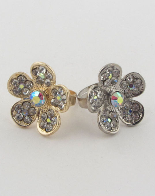 Thumbnail: Flower rhinestone adjustable ring