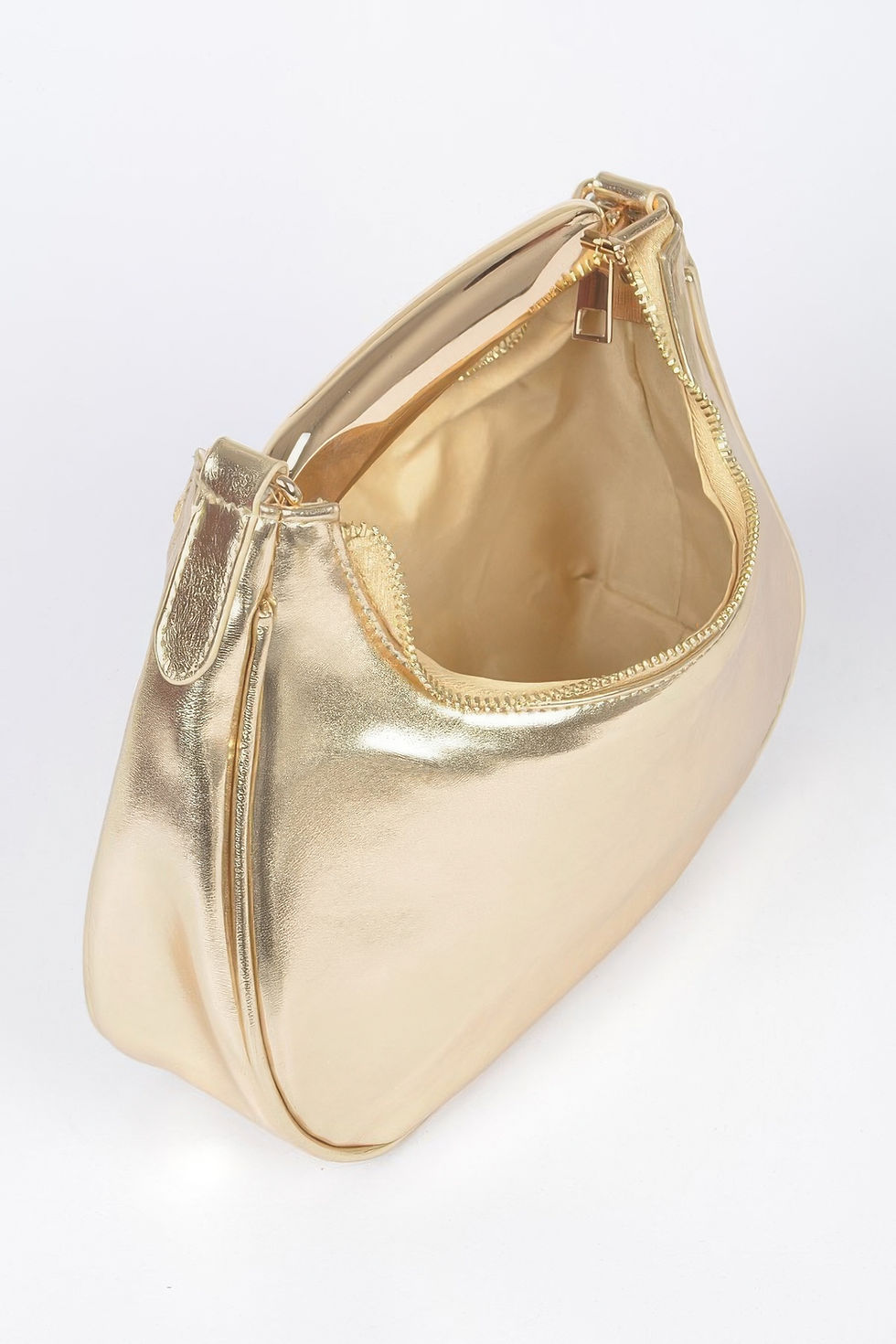 Thumbnail: Metallic Faux Leather Metal Top Handle Clutch