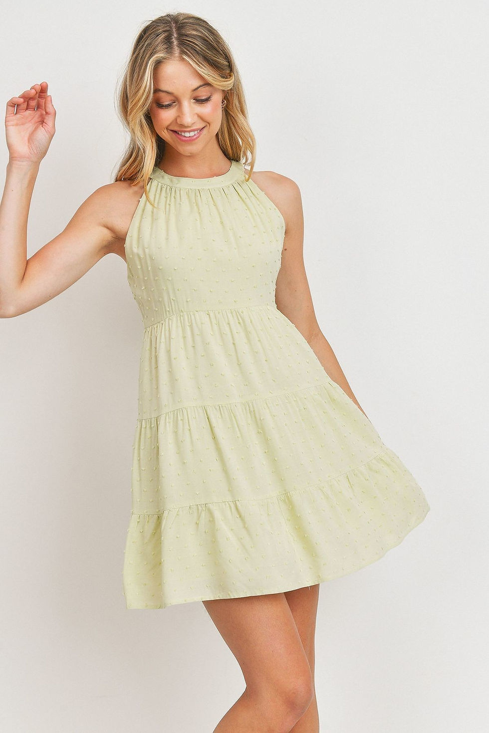 Thumbnail: Roundneck Sleeveless Dotted Swiss Dress