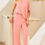 Thumbnail: One Shoulder 3/4 Sleeve Unbalanced Waist Elastic Solid Pants Jumpsuit  