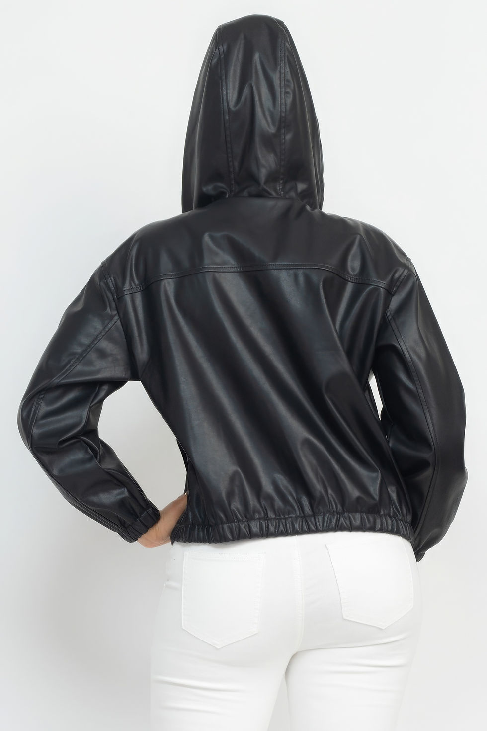 Thumbnail: Faux Leather Hoodie Jacket