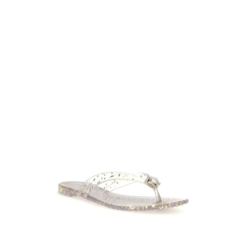Thumbnail: Casadei Gold Polyurethane Flat Sandals