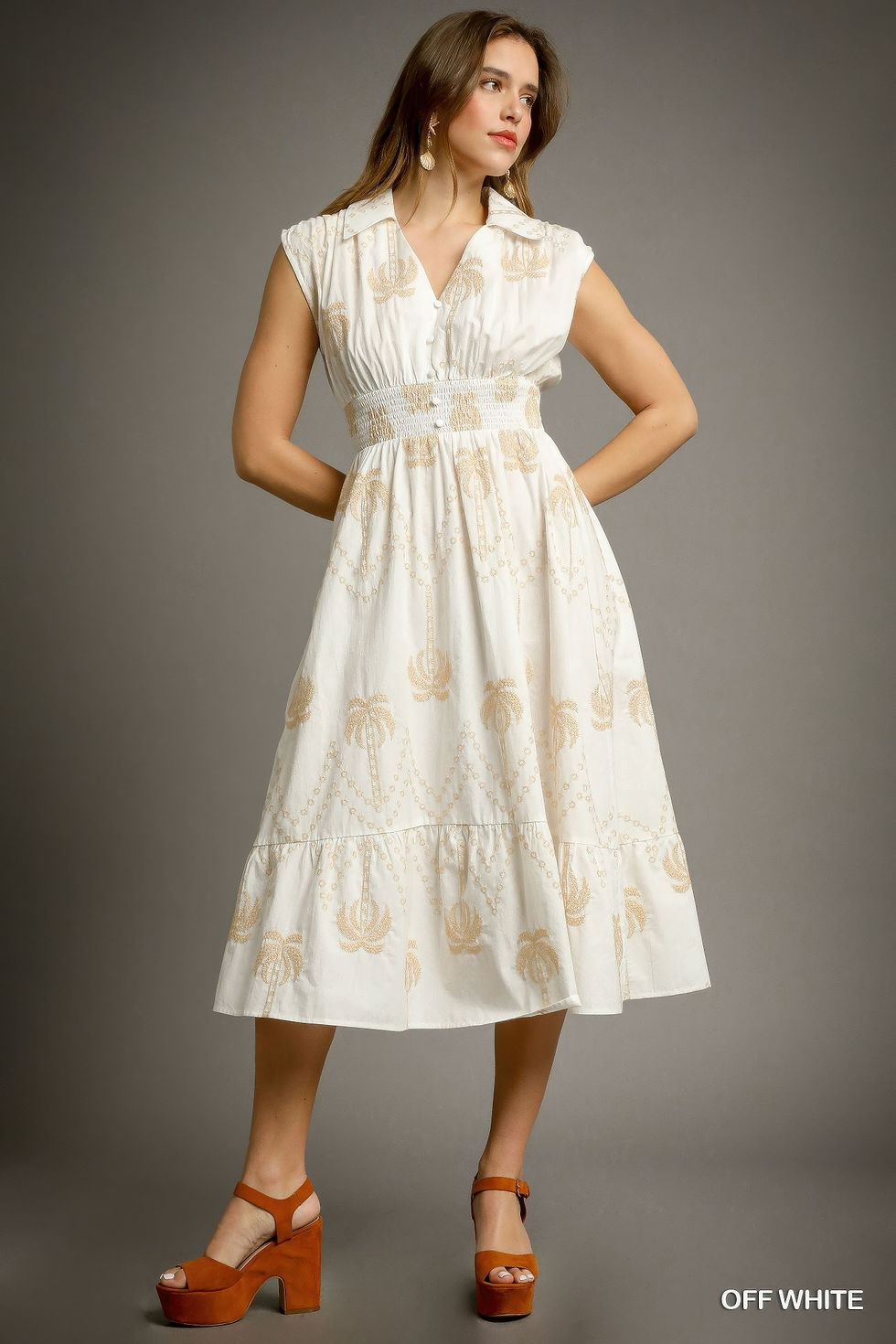 Thumbnail: Tropical Breeze Embroidered Midi Dress