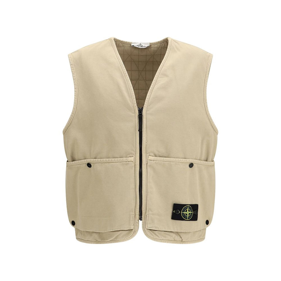 Thumbnail: Stone Island Beige Cotton Sleveless Jacket