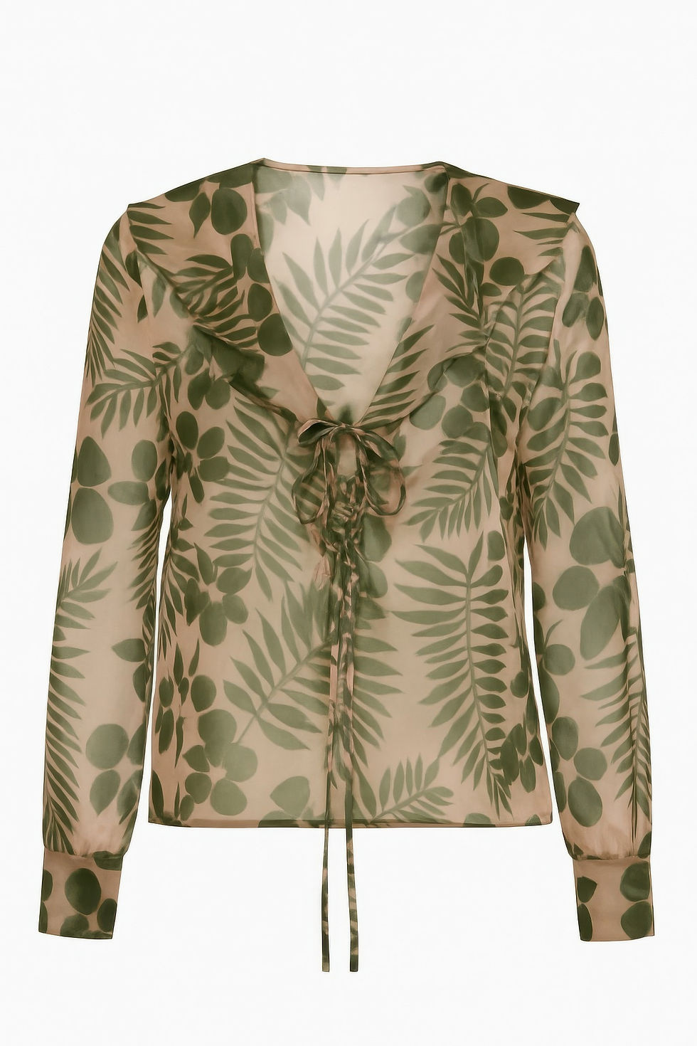 Thumbnail: Leaf Printed Sheer Blouse      