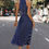 Thumbnail: Dot Print Open Shoulder Fit Knot Belt Dress