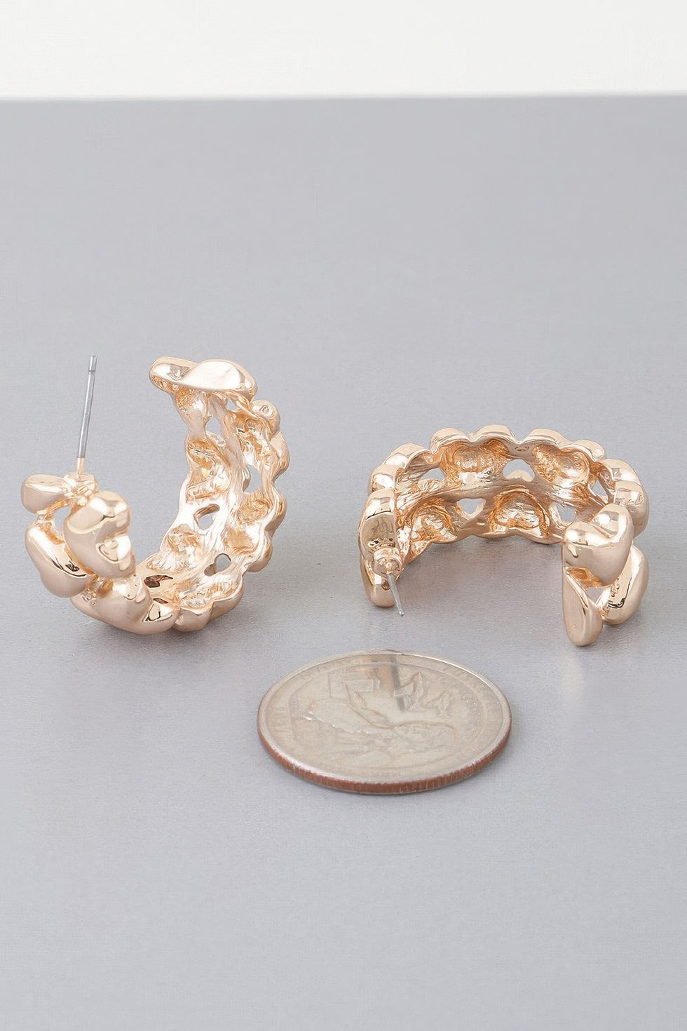 Thumbnail: Twin Hearts Hoop Earrings