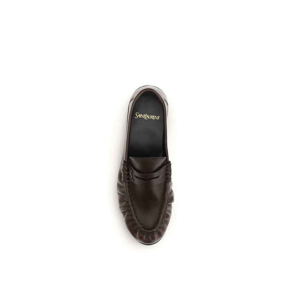 Thumbnail: Saint Laurent Brown Calf Leather Bos Taurus Slip-On Loafers