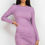 Thumbnail: Ribbed long sleeve drawstring bodycon dress