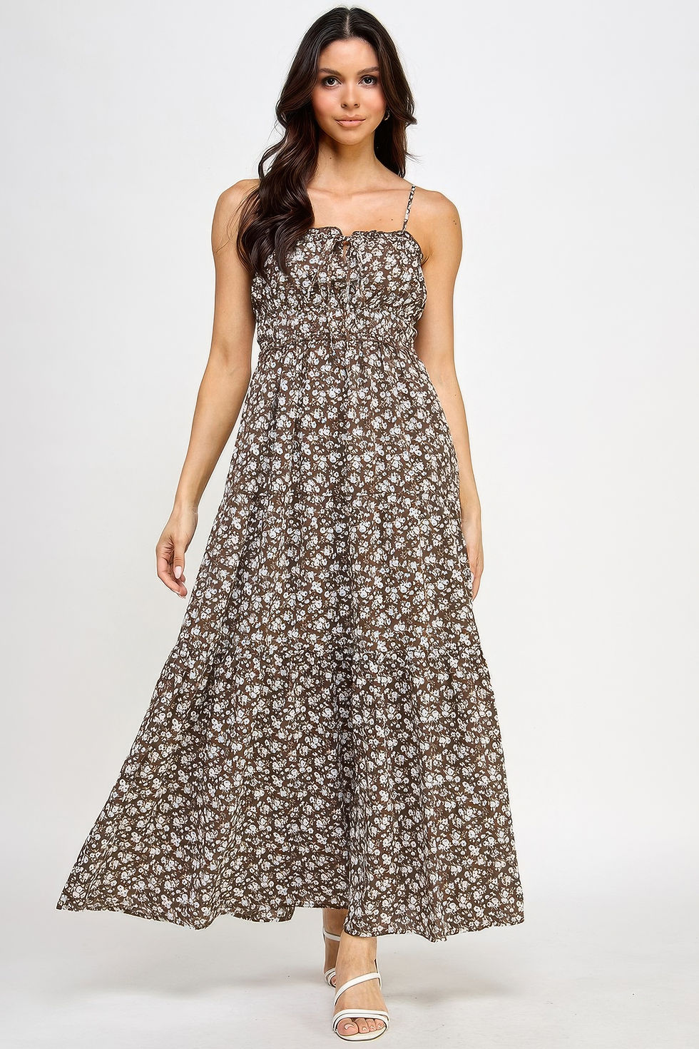 Thumbnail: Floral Smocked Ruffle Maxi Dress      