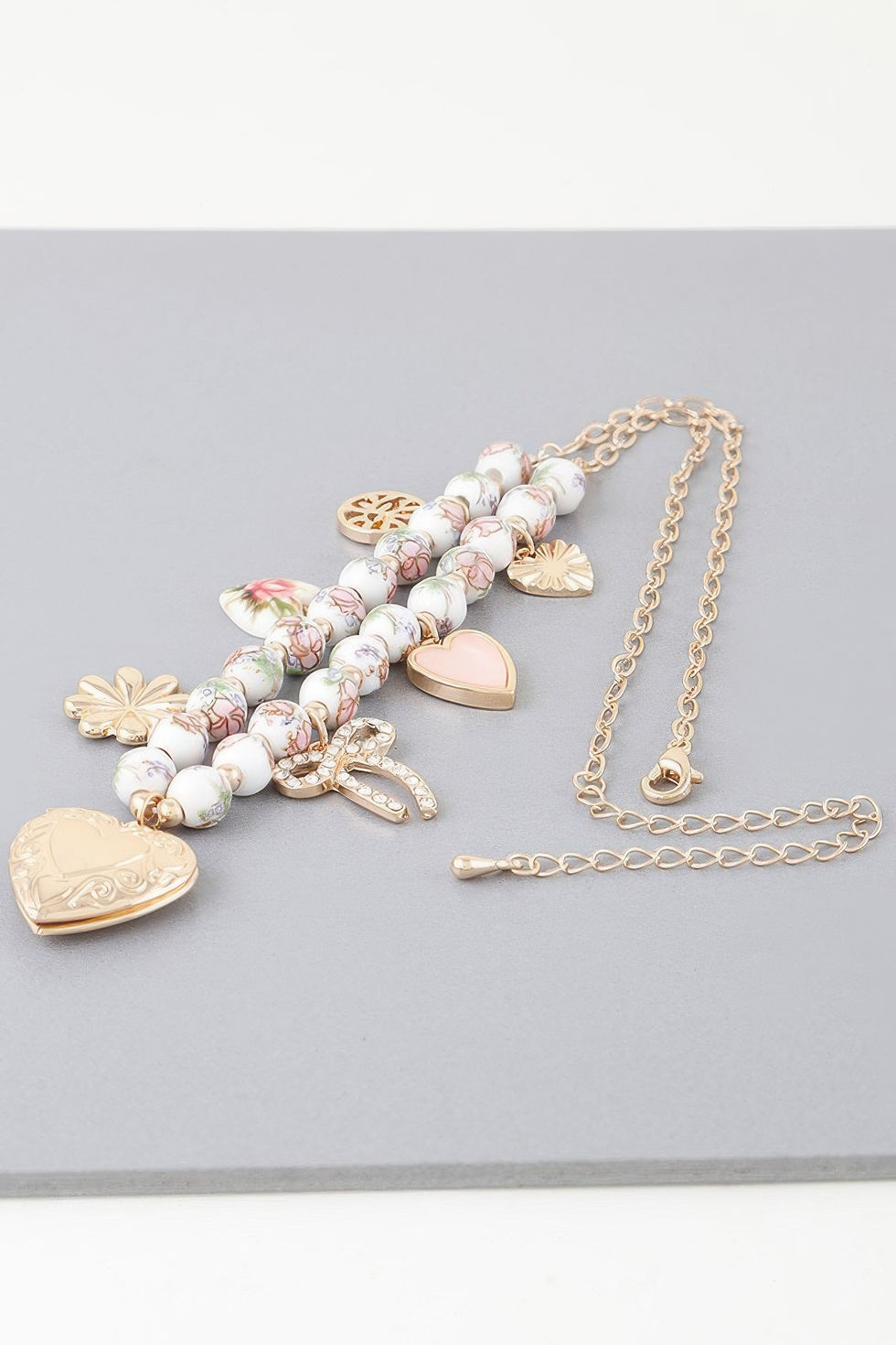 Thumbnail: Vintage Heart Charms Necklace