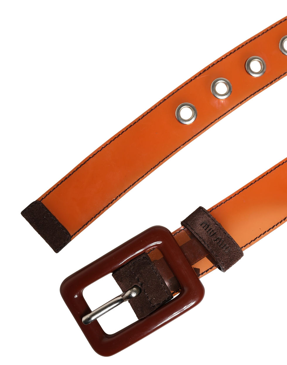 Thumbnail: Miu Miu Orange PVC Waist Women Cintura Square Buckle Belt