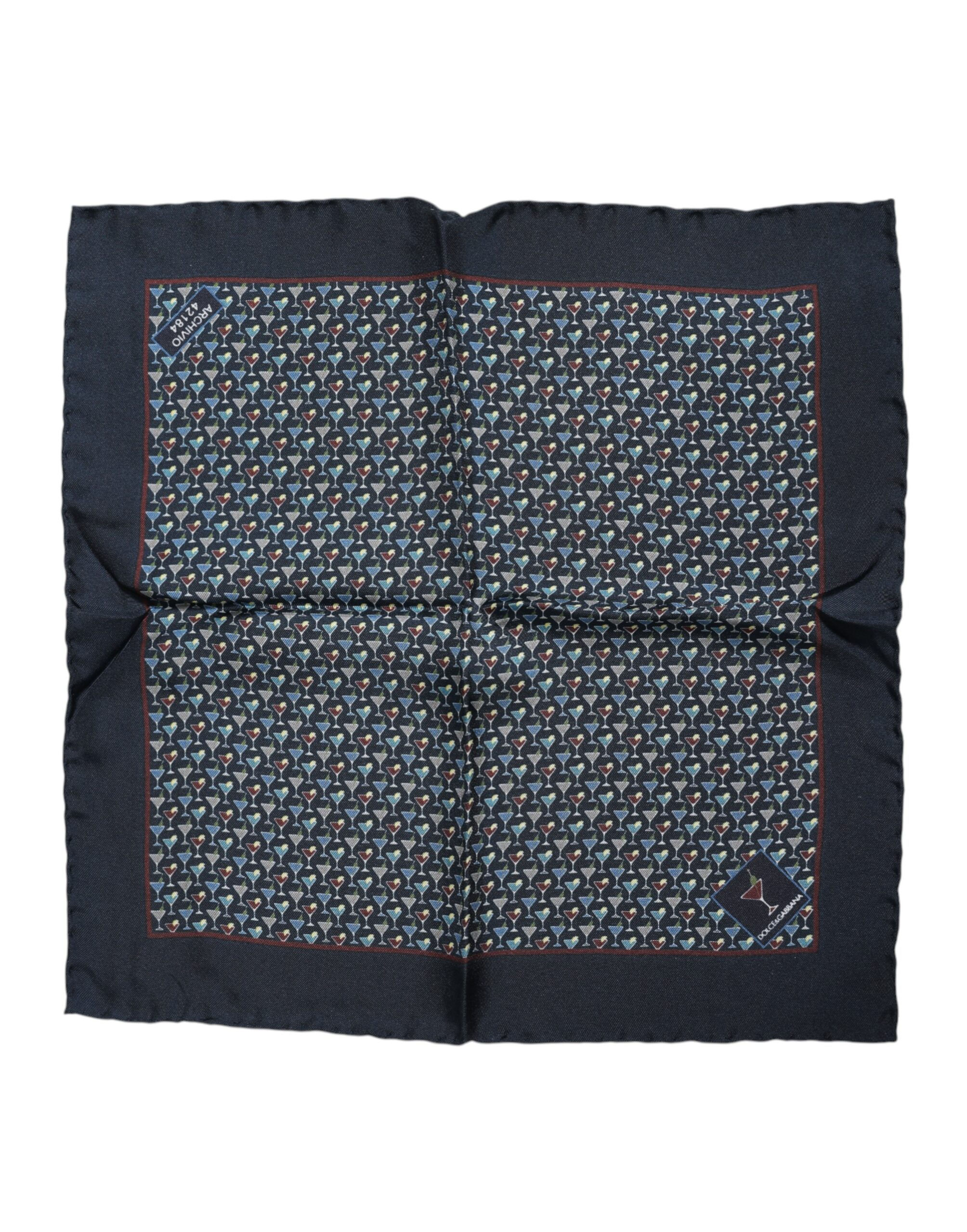 Dolce & Gabbana Blue Cocktail Silk Square Foulard Scarf