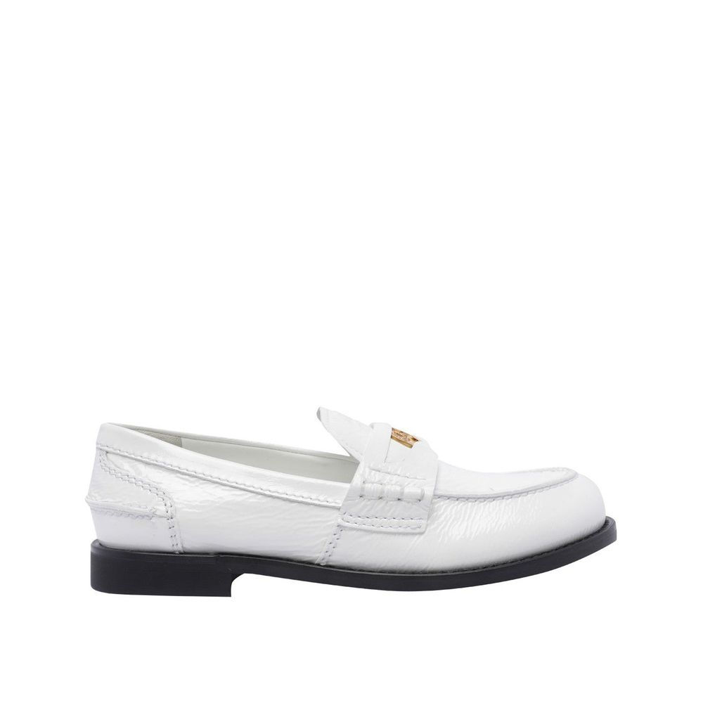 Miu Miu White Leather Slip-On Loafers