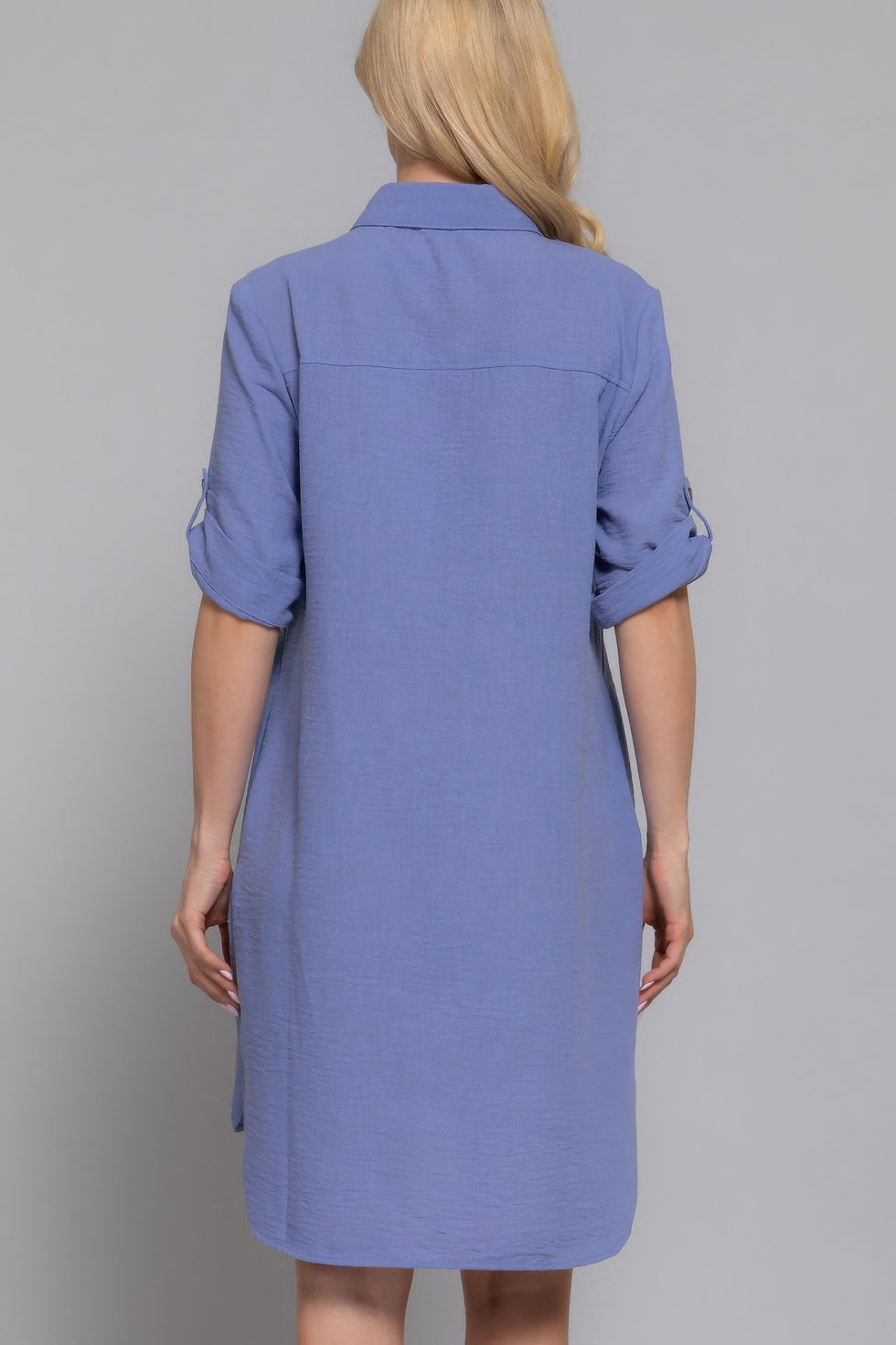 Thumbnail: Roll Up Short Slv Straight Linen Effect Mini Dress       