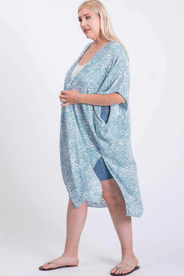 Thumbnail: Zebra Print Short Sleeve Maxi Kimono