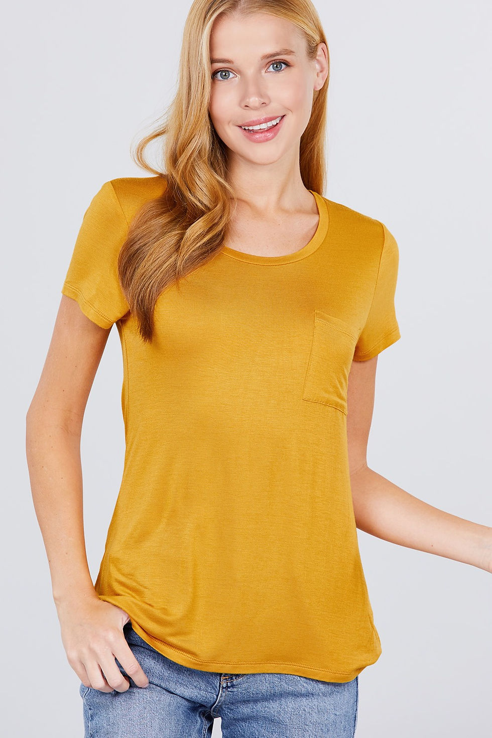 Thumbnail: Short Sleeve Scoop Neck Top With Pocket