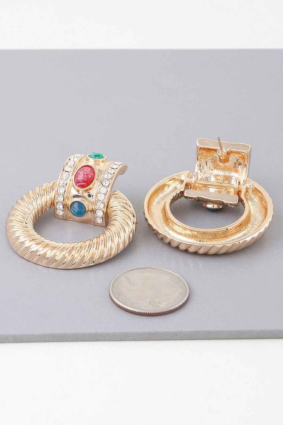 Thumbnail: Bejeweled Twisted Hoop Drop Earrings
