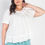 Thumbnail: Plus White Trim Detail Round Neck Short Sleeve Top
