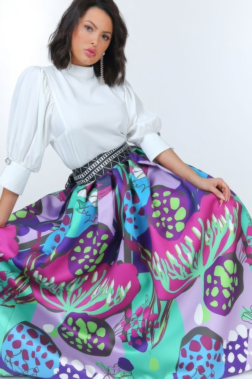 Thumbnail: Puff Sleeve Blouse With Pearl Buttons