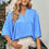 Thumbnail: Solid V Neck Satin High Low Hem Blouse