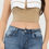 Thumbnail: Front Fold-over Color Contrast Tube Top     