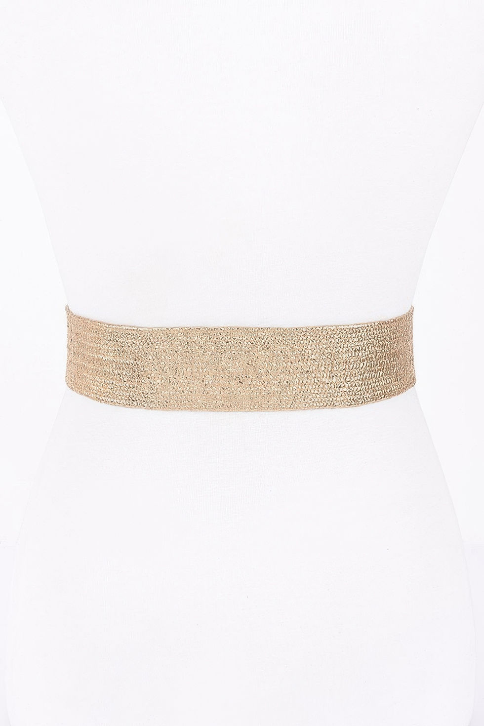 Thumbnail: Vintage Metal Buckle Metallic Stretch Straw Belt