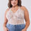 Thumbnail: Plus Size Sheer Lace Sleeveless V-neck Criss-cross Back Strap Bodysuit