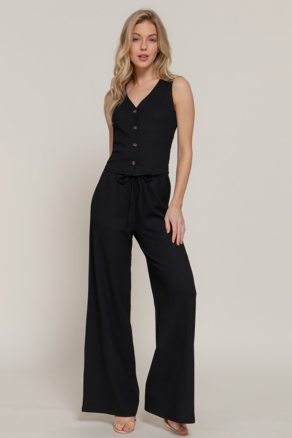 Thumbnail: Button Closure Vest & Long Pants Set          