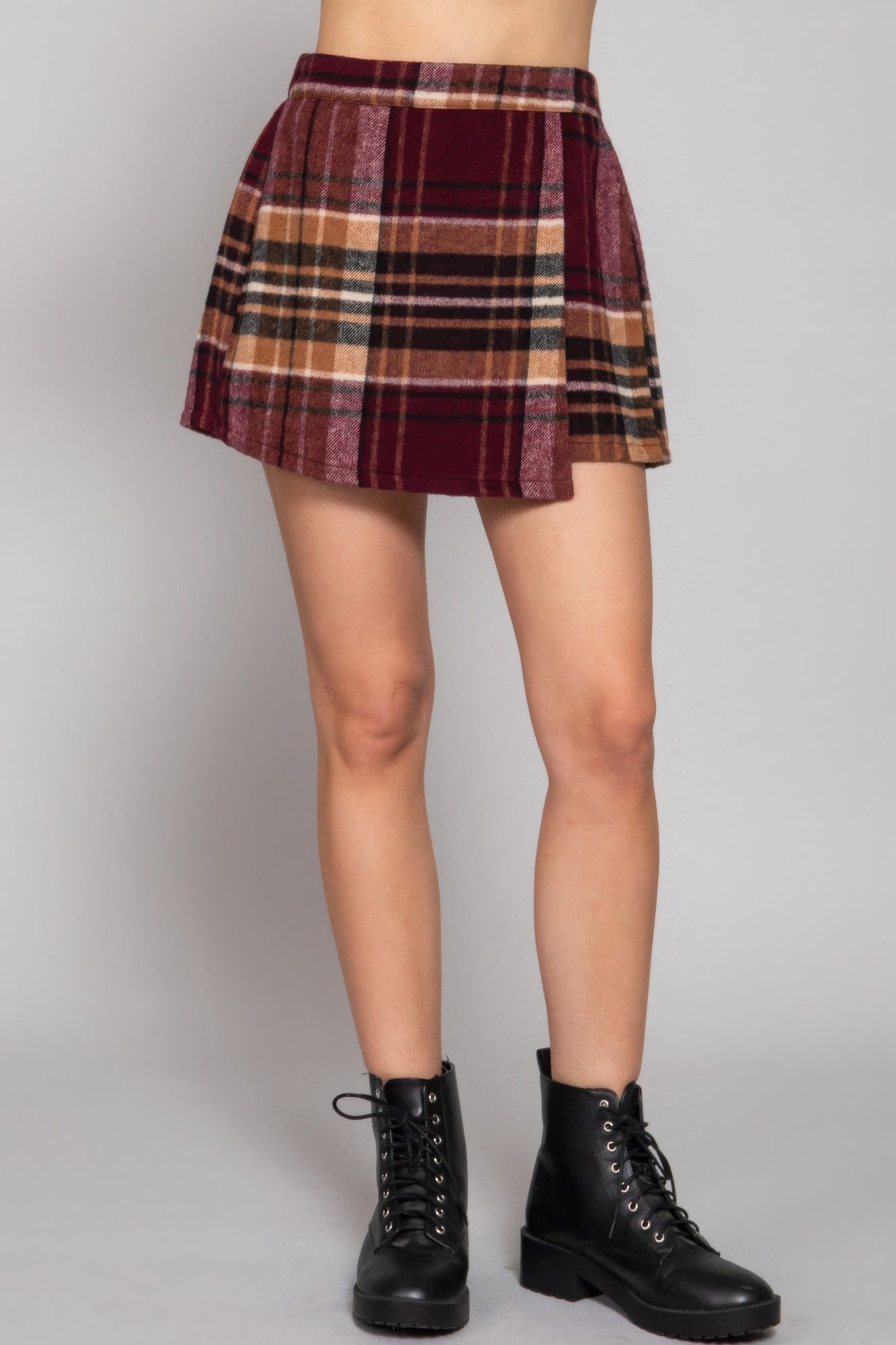 Wrap Plaid Jacquard Skort       