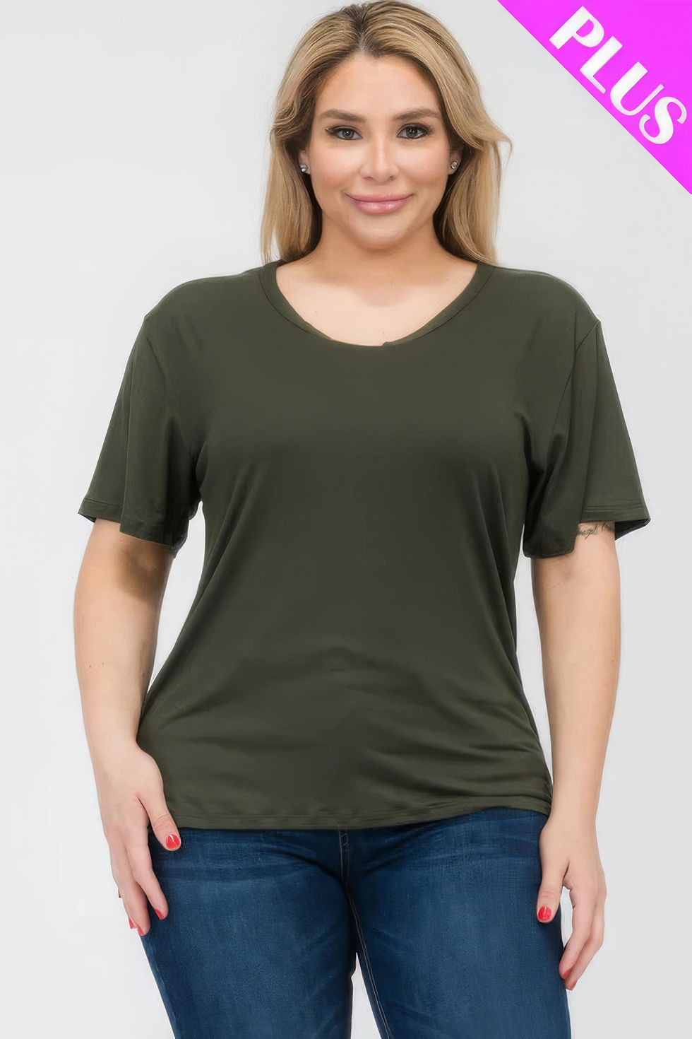 Thumbnail: Plus Size Basic Short Sleeve T-shirt