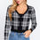 Thumbnail: Long Sleeve V-neck Fitted Button Down Plaid Sweater Cardigan