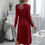Thumbnail: Solid Round Neck Long Sleeve Drawstring Dress