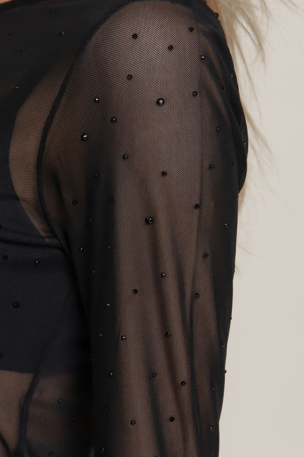 Thumbnail: Long Slv Mesh W/rhinestone Top          