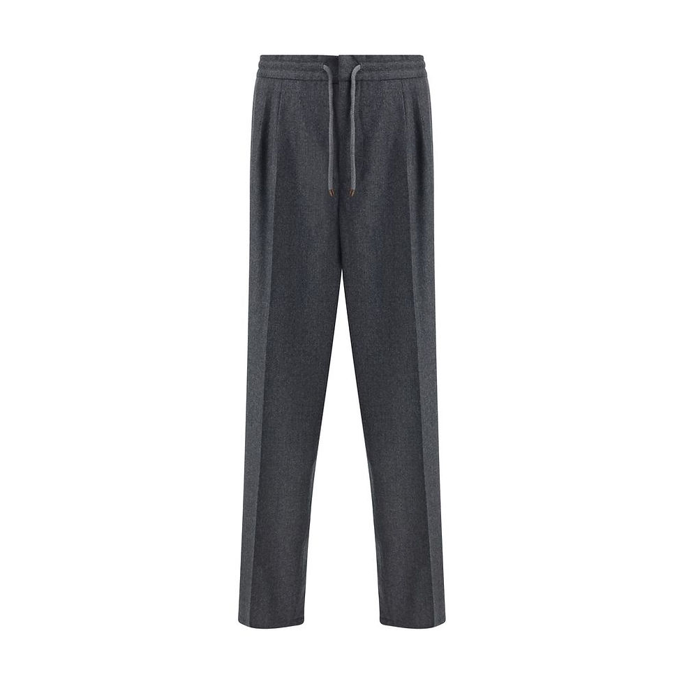 Brunello Cucinelli Gray Fleece Wool Casual Pants