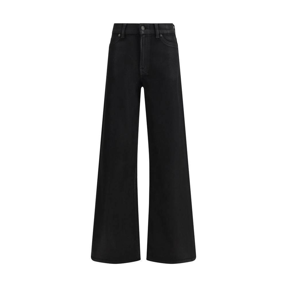 7FOR Black Cotton Flared Jeans