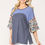 Thumbnail: Colorblock Knit And Floral Print Mixed Top With Dolman Sleeve