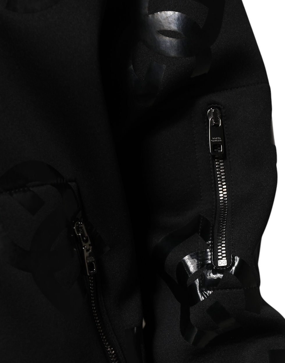 Thumbnail: Dolce & Gabbana Black Wool Logo DG Mania Men Bomber Jacket