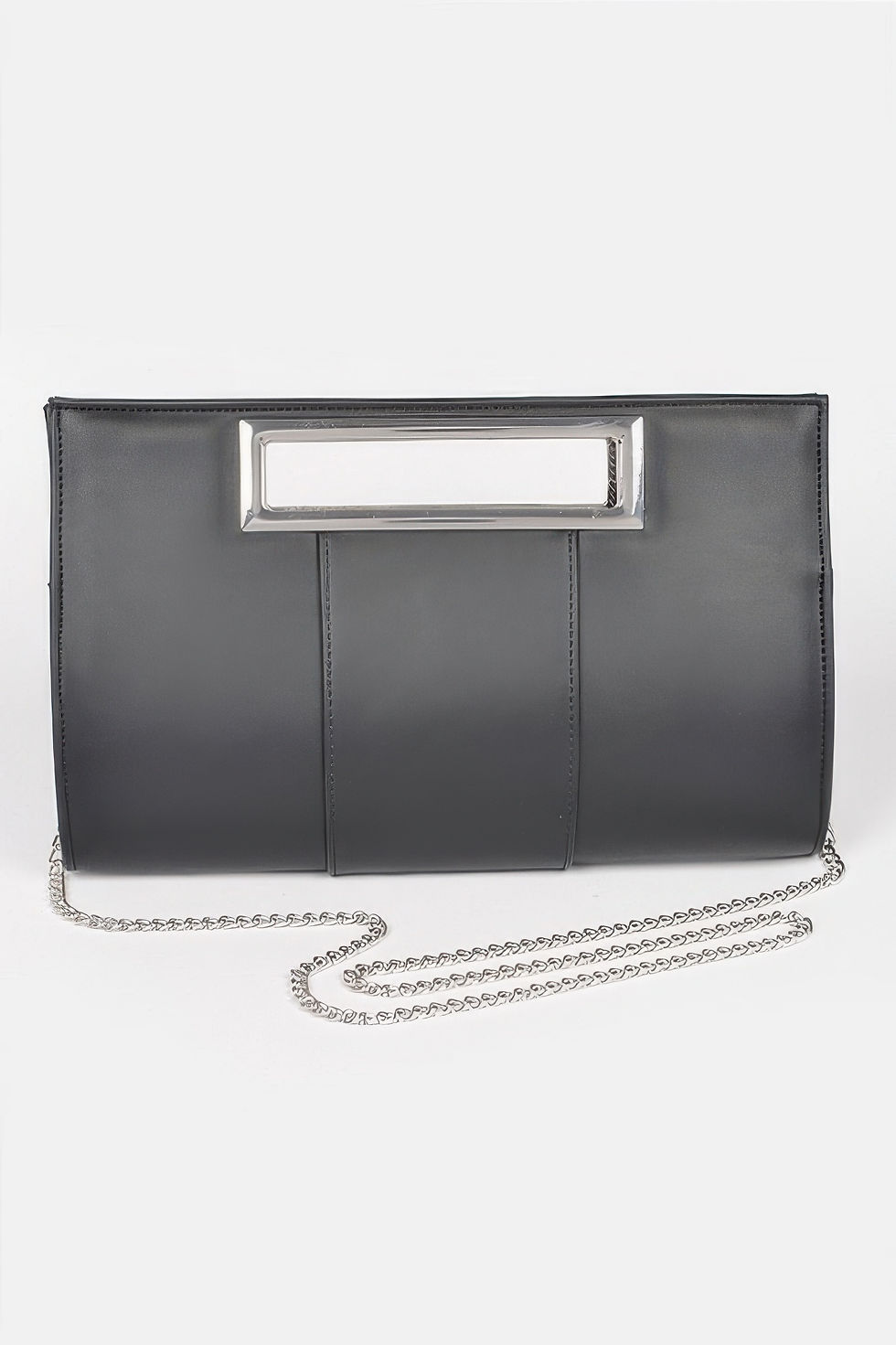 Metallic Faux Leather Handle Clutch