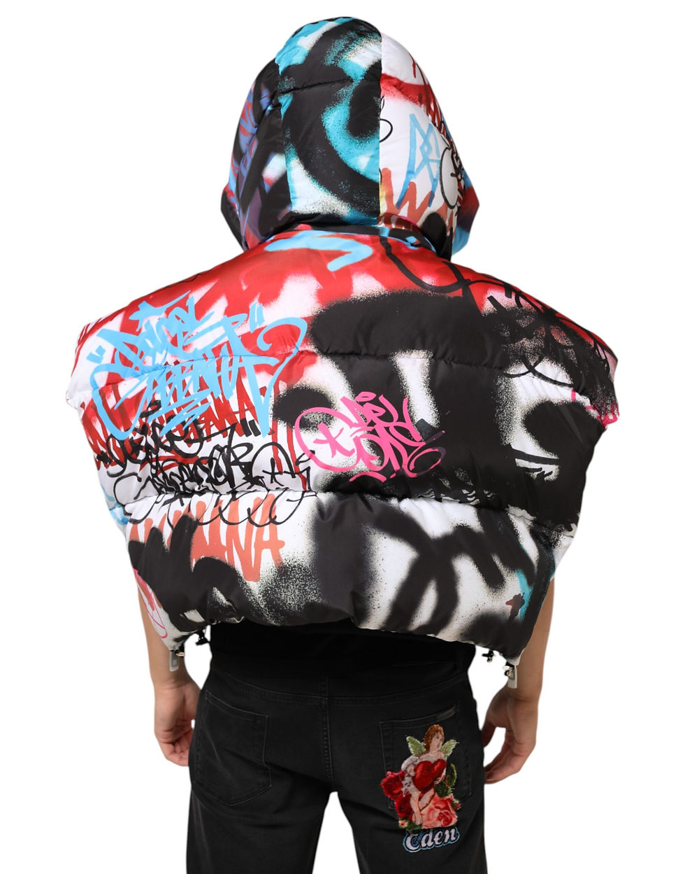 Thumbnail: Dolce & Gabbana Multicolor Graffiti Hooded Sportswear Vest Jacket