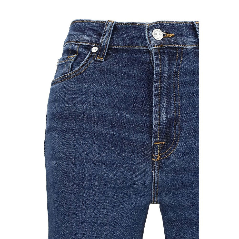 Thumbnail: 7FOR Blue Cotton Flared Jeans