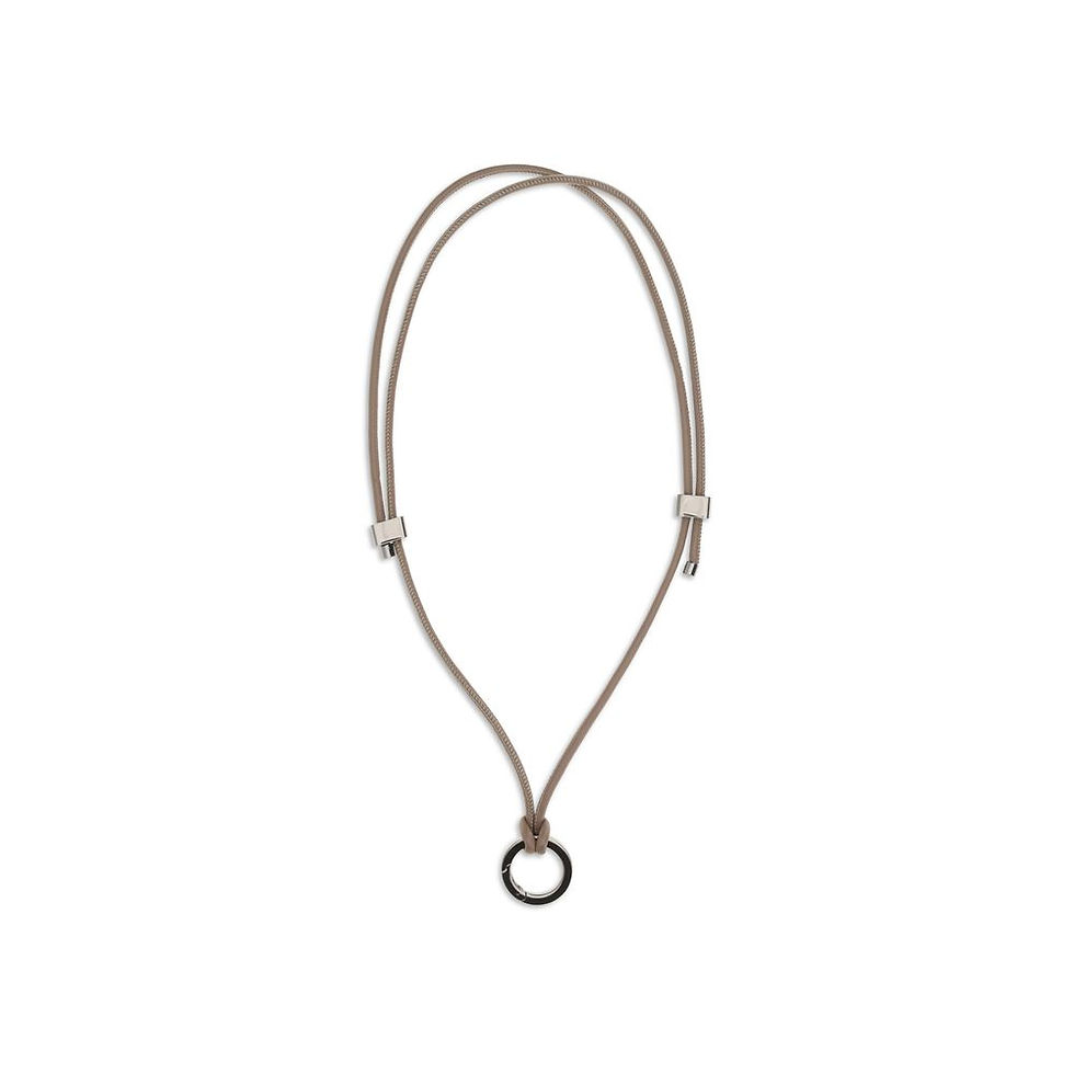 Thumbnail: Brunello Cucinelli Black Calf Leather Bos Taurus Necklace