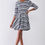 Thumbnail: Navy & White Multi Print Round Neck 3/4 Sleeve A-line Mini Dress