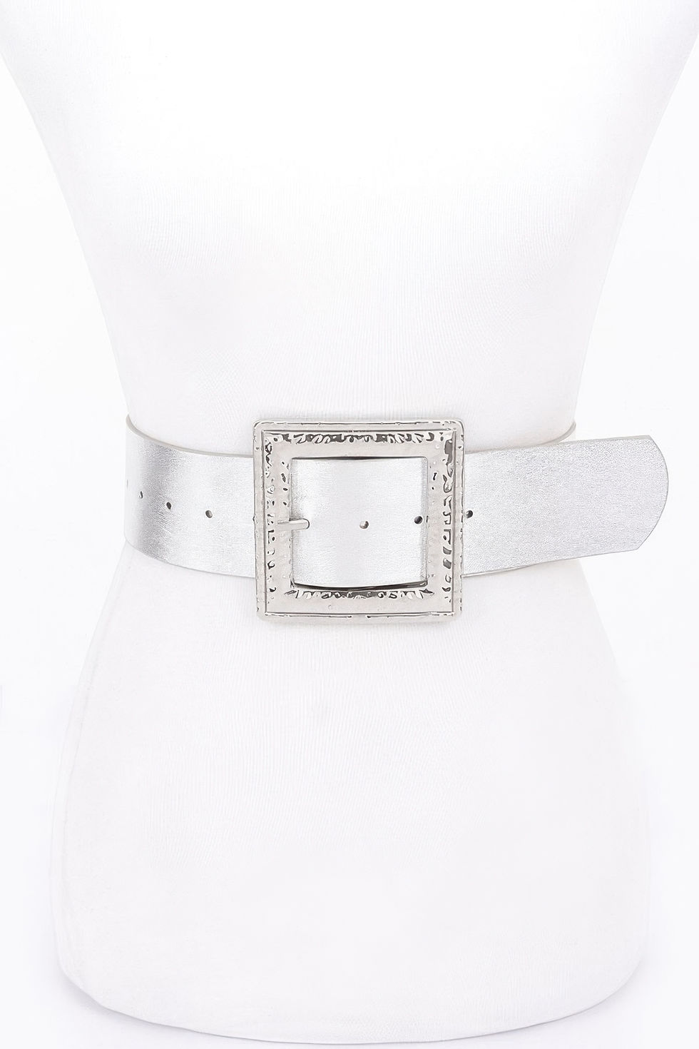 Thumbnail: Hammered Metal Buckle Stretch Belt