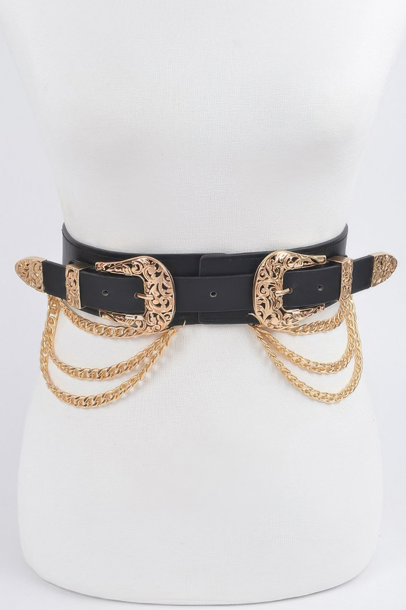 Multi Metal Chain Layered Stretch Belt