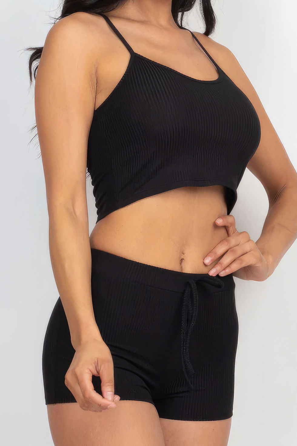 Thumbnail: Ribbed Crop Cami Top & Shorts Set