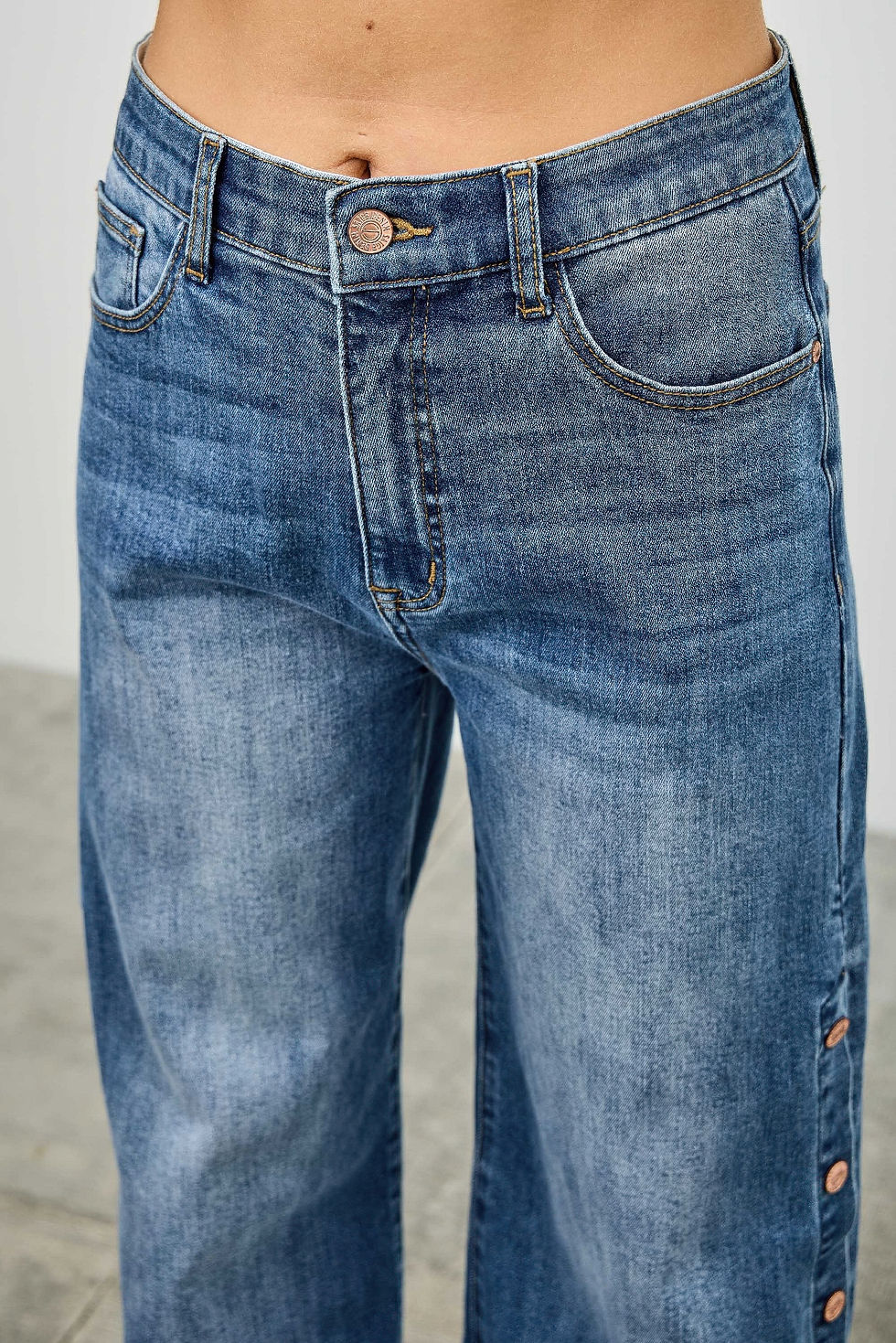 Thumbnail: High Rise Wide Leg With Snap Buttons