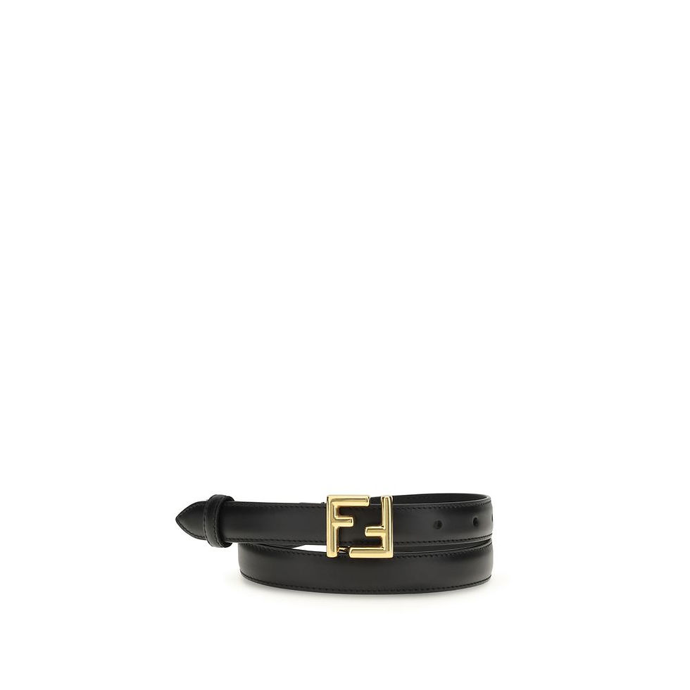 Thumbnail: Fendi Black Calf Leather Bos Taurus Regular Belt