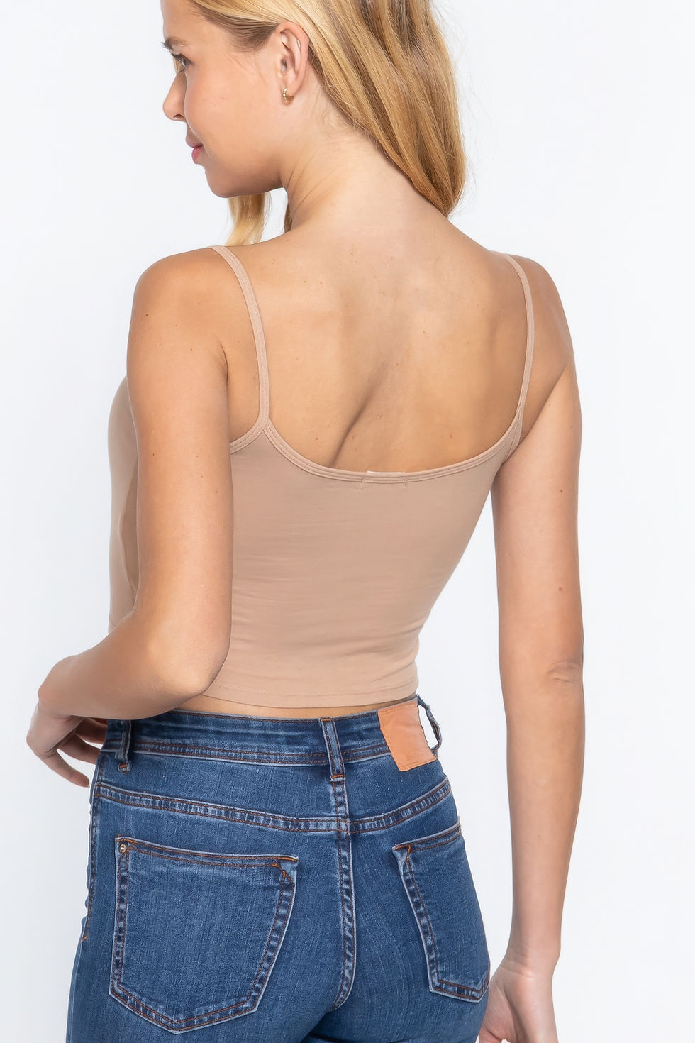 Thumbnail: Round Neck W/removable Bra Cup Cotton Spandex Bra Top